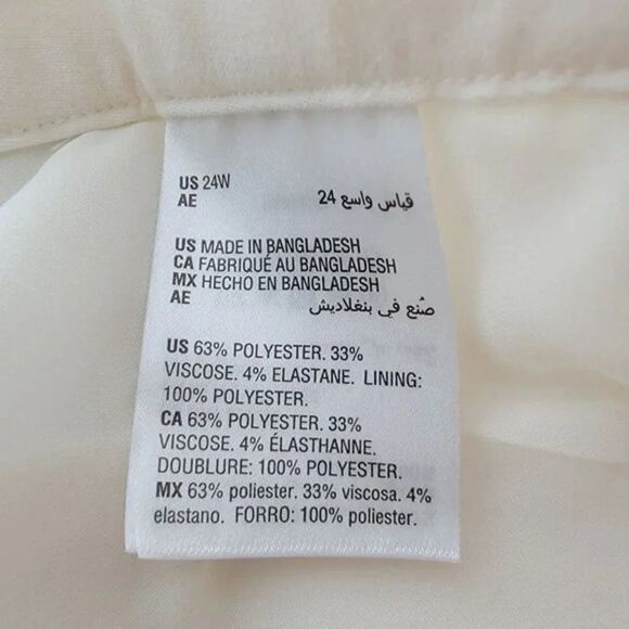 Bar III Straight Leg Pants Womans Size 24W Pearl Color NEW - Picture 7 of 10